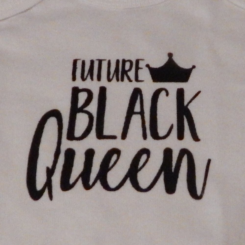 Custom made, "future black queen" infant onesie